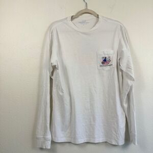 Vineyard Vines Mens Happy New Year Whale Graphic Long Sleeve Pocket T-Shirt